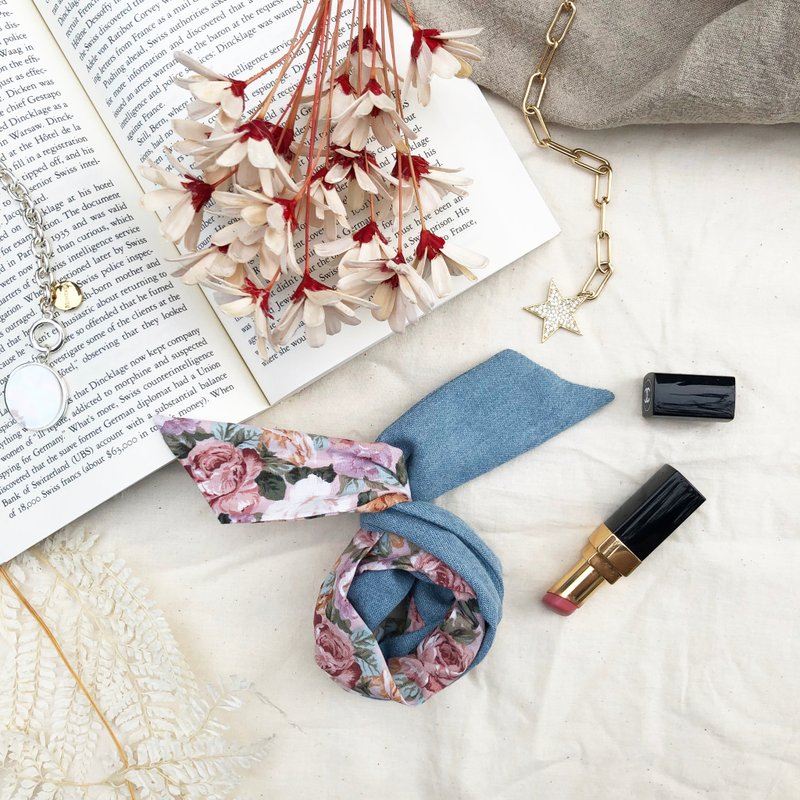 玫瑰夫人 / 粉 玫瑰 牛仔 / 软铁丝 铁丝 发带 发箍 - 发带/发箍 - 棉．麻 