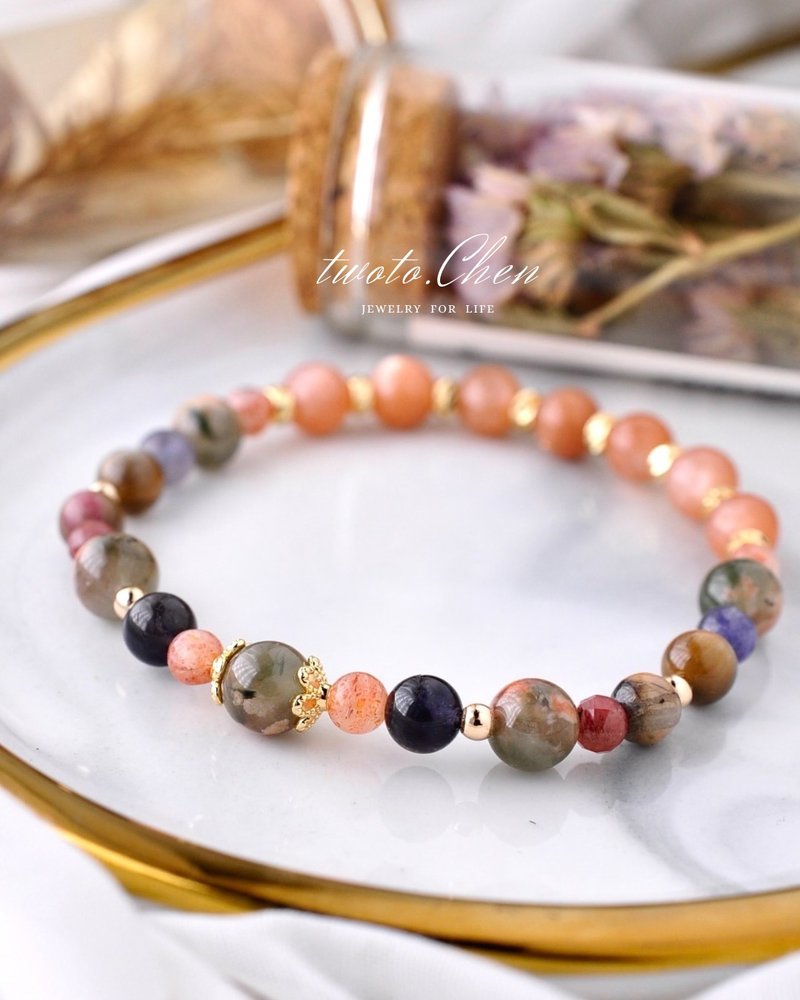 【复古系列 | 花熠星砾】招财 • 自信 • 守护 - 手链/手环 - 水晶 橘色