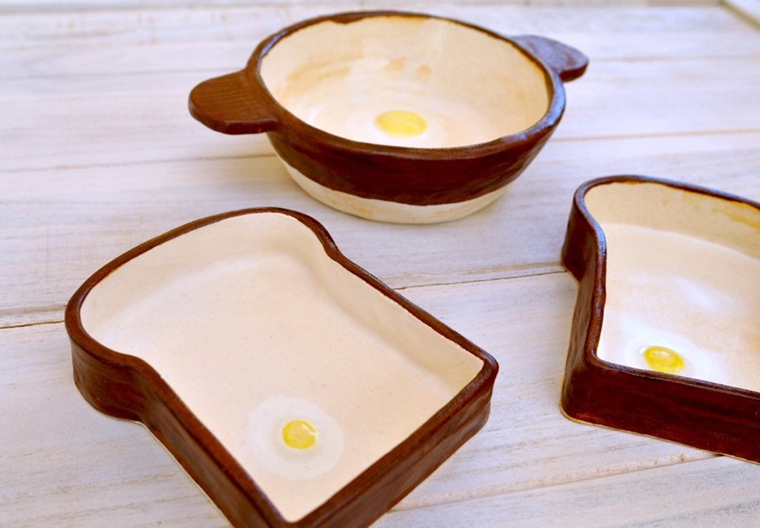 Eboku with fried eggs special-set - 花瓶/陶器 - 陶 