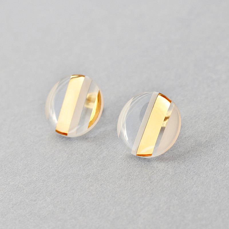 Asymmetric Stripe (White) Earrings / Clip-On - 耳环/耳夹 - 树脂 白色