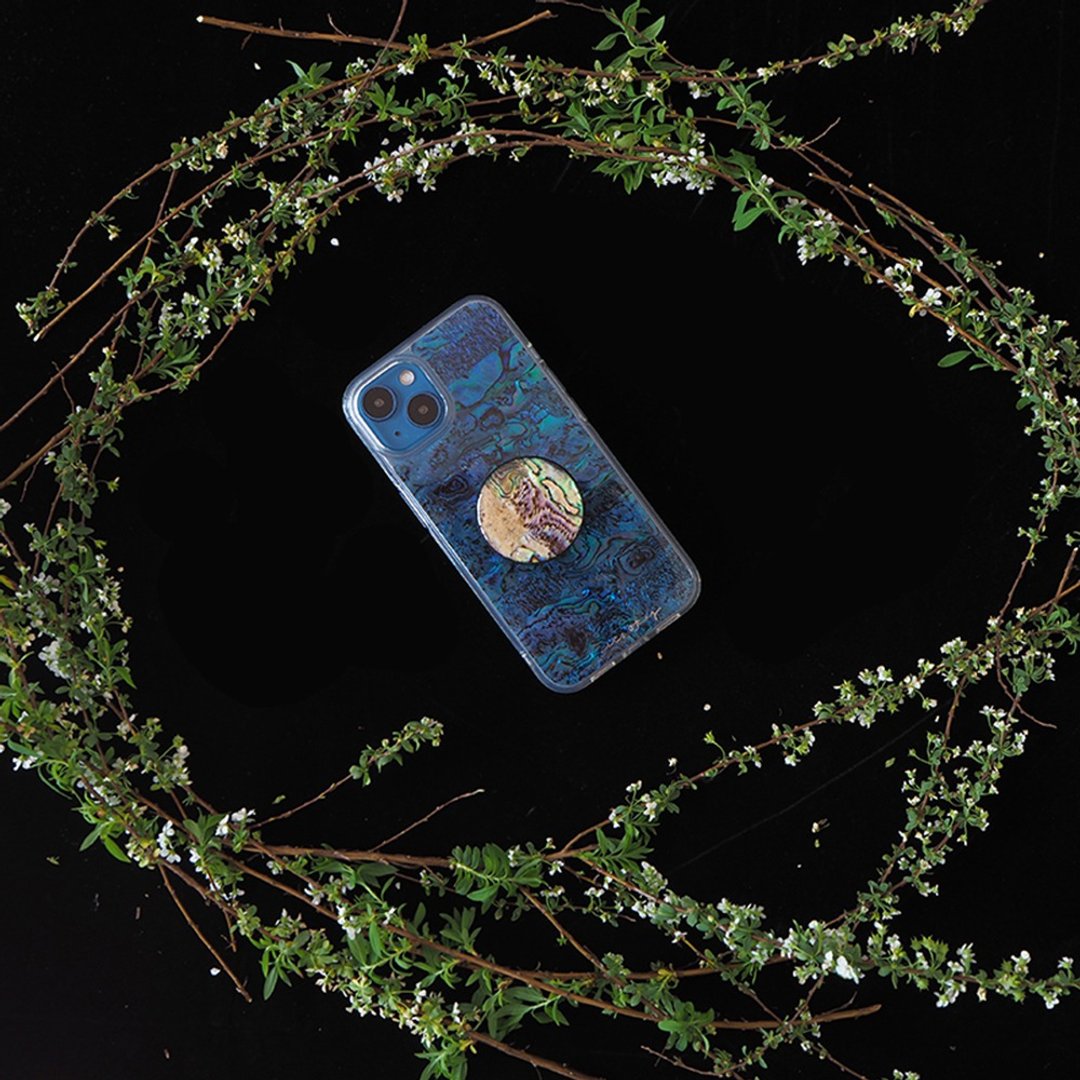 深蓝海洋 天然真贝 iPhone伸缩支架手机壳 匠人手工做 高品质 - 手机壳/手机套 - 贝壳 蓝色