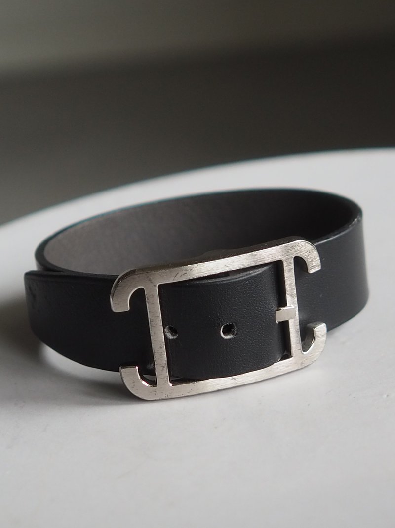 HERMÈS Api 双面手镯 爱马仕 Api 皮革 手环 可翻面 古董 - 手链/手环 - 真皮 黑色