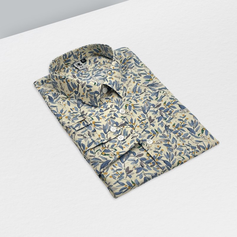 蓝叶黄果实衬衫 - 男装衬衫 - 棉．麻 