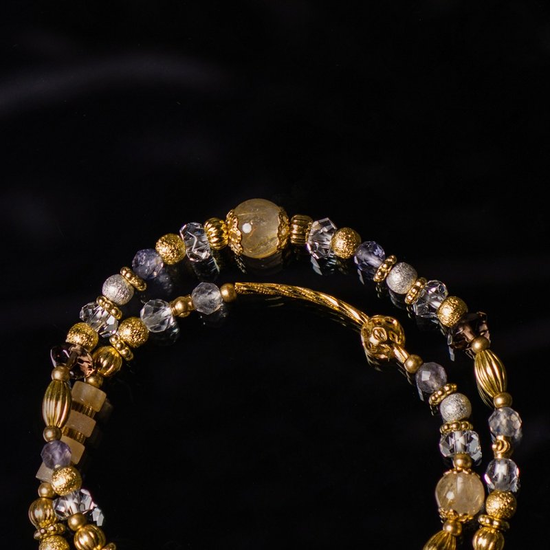 璀璨水晶灯之梦 // C1386钛晶黄玉白水晶双圈手链 - 手链/手环 - 宝石 