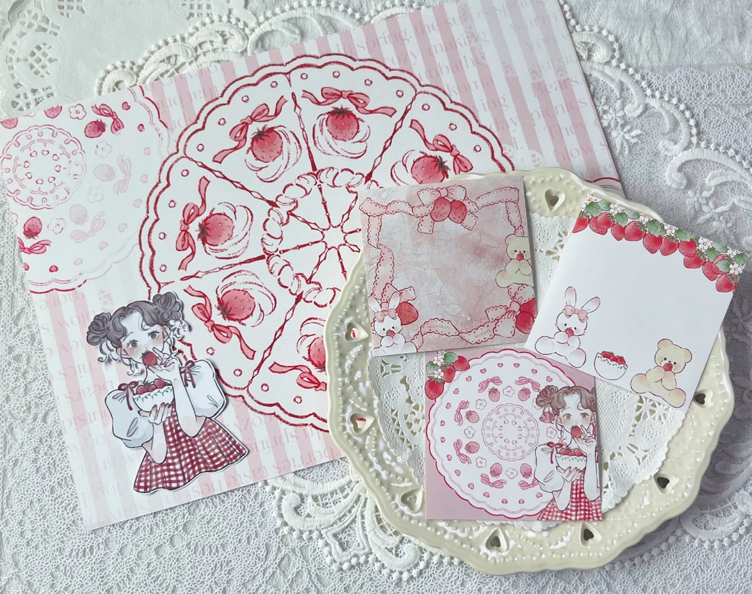 strawberry collection memo - 信封/信纸 - 纸 多色