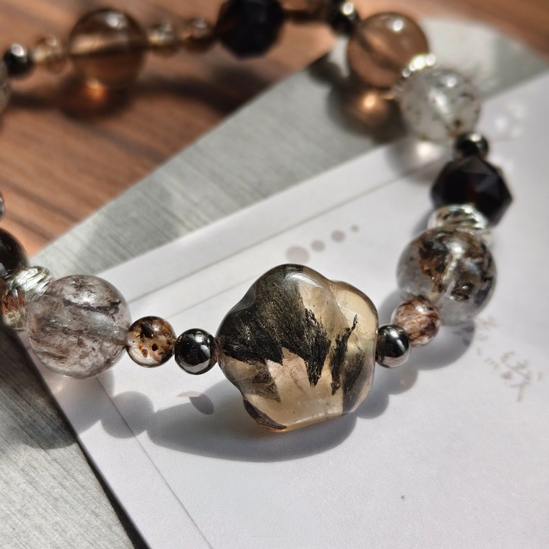 【黑羽极光×闪灵×茶晶×冰曜水晶手链】小人 负能量 out - 手链/手环 - 水晶 黑色