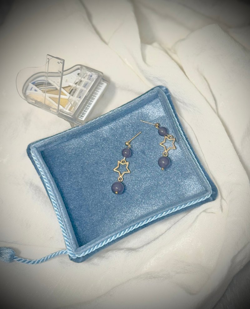 水晶系列 - 紫玉星华垂坠耳环 - 耳环/耳夹 - 玉石 紫色