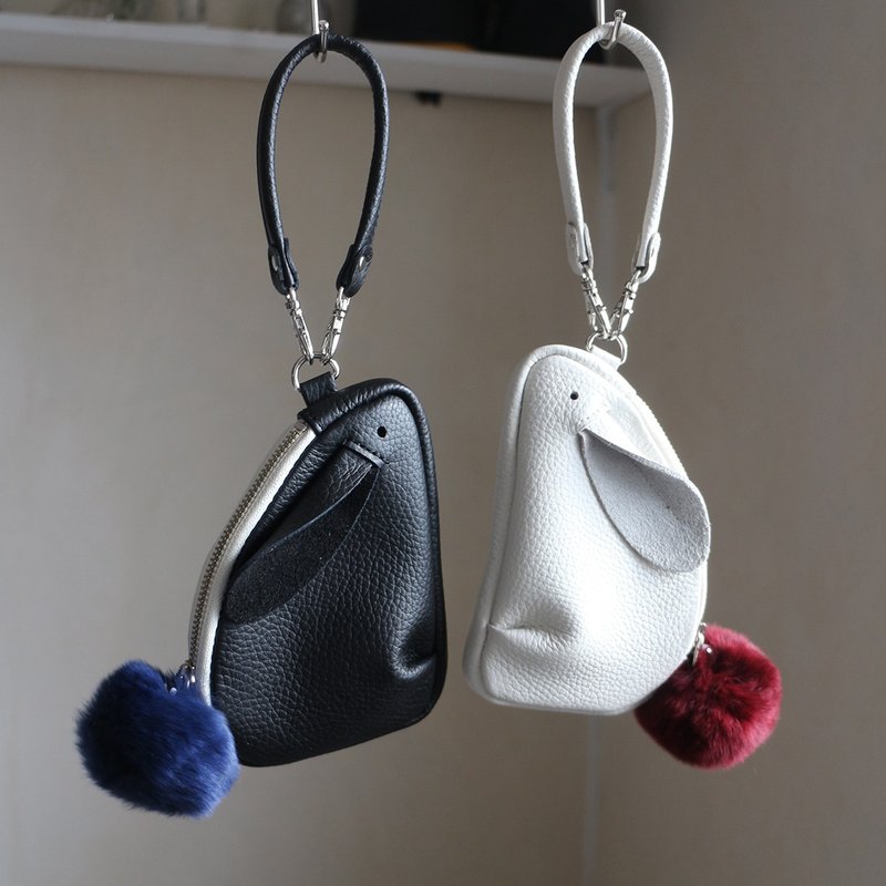 多功能兔子小包 真皮证件套 真皮钥匙包 真皮智能钱包 可爱礼品拉 - 钥匙链/钥匙包 - 真皮 黄色