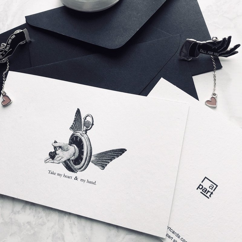情人节系列-把我的手和心都拿去吧 - 卡片/明信片 - 纸 黑色