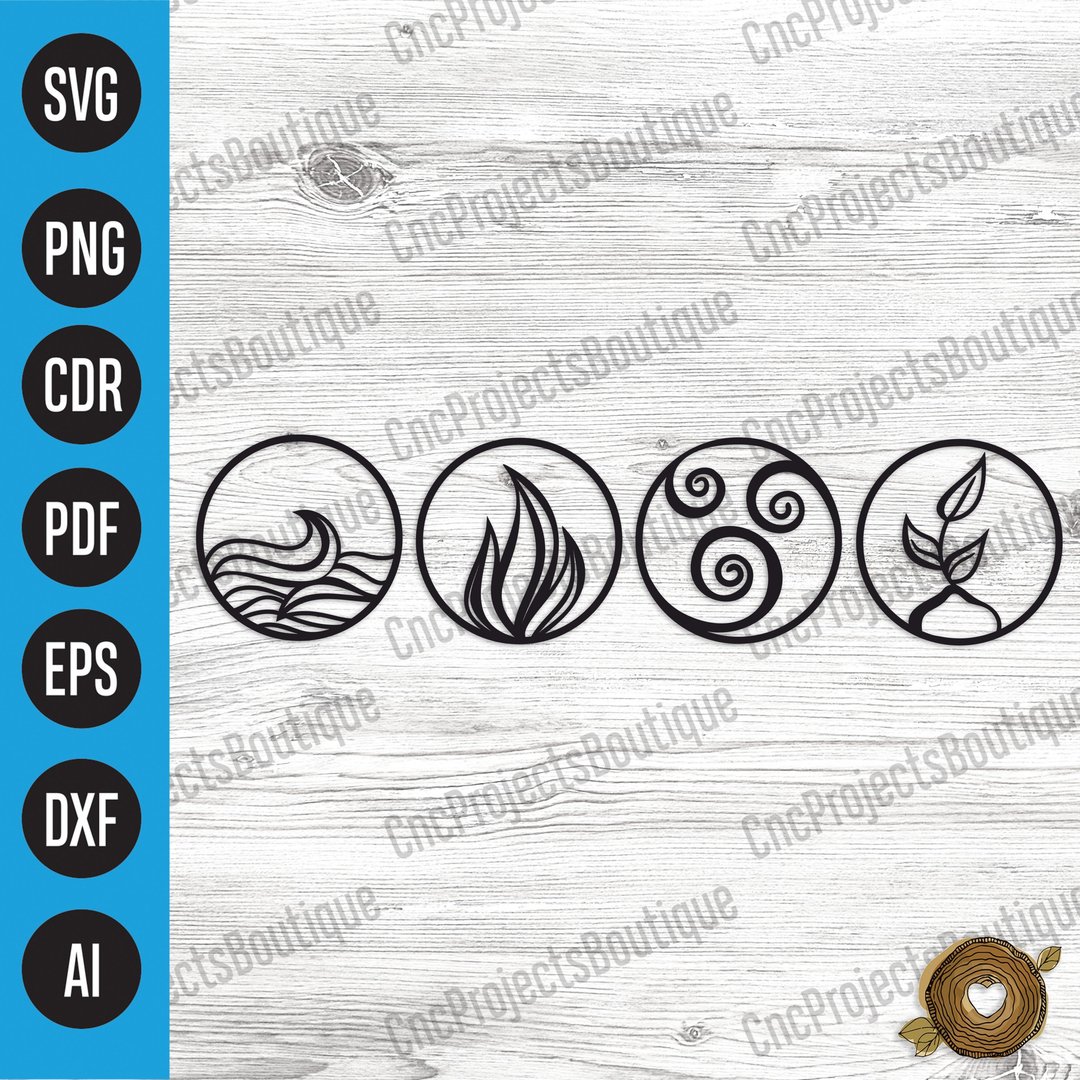 Wall Panel Four Elements, 4 Elements SVG, Wall Art Set - DXF, EPS, PNG - 插画/绘画/写字 - 其他材质 