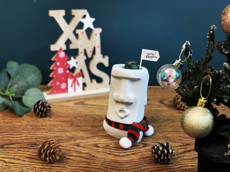 【24H出货.搞怪创意礼物No.1】鼻子哥摩艾石像多肉水泥盆 仙人掌 - 摆饰 - 水泥 灰色