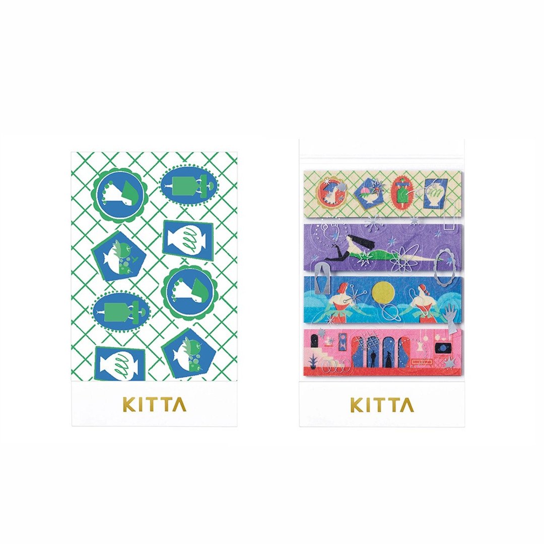 【KING JIM】KITTA随身携带和纸胶带 银箔拼贴款 行星 (Yukiko Ka - 贴纸 - 纸 多色
