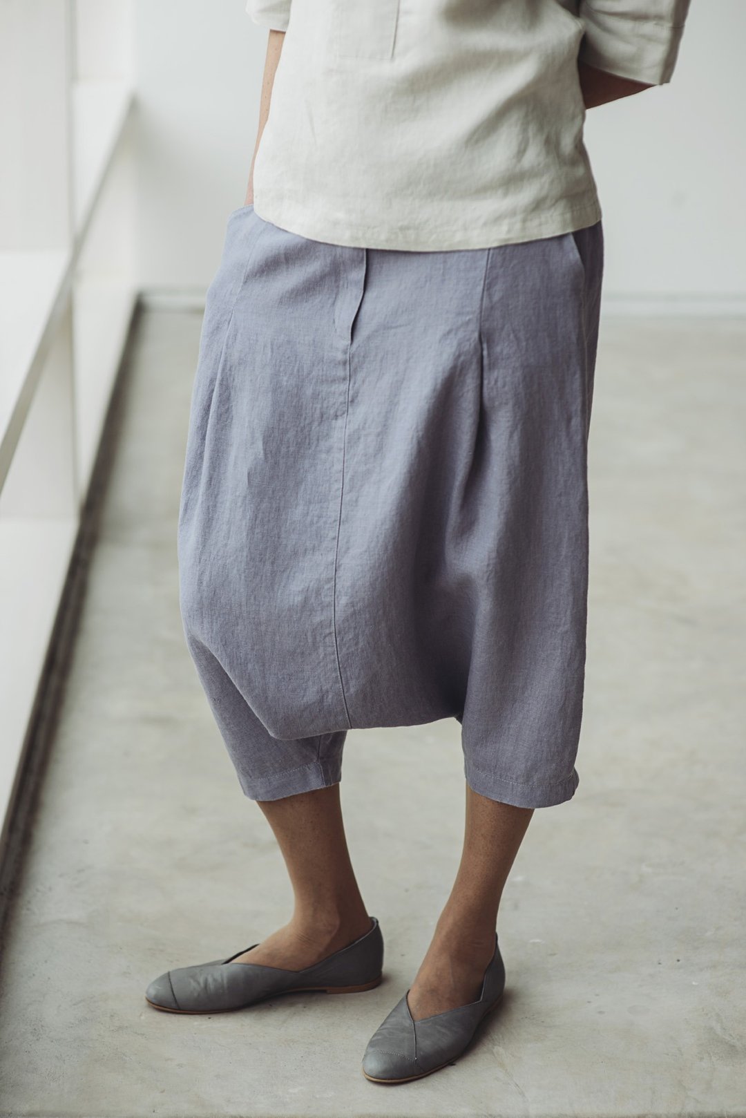 Linen Baggy Pants Motumo - 14K4 - 女装长裤 - 亚麻 多色
