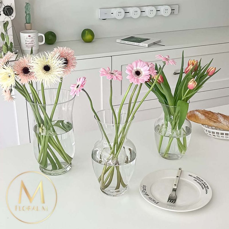 INS风北欧简约曲线透明玻璃花瓶 - 花瓶/陶器 - 塑料 绿色