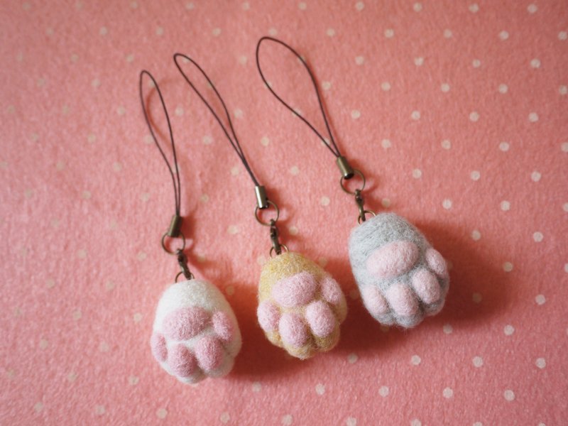 羊毛毡～猫爪小肉球手机绳 - 其他 - 羊毛 多色