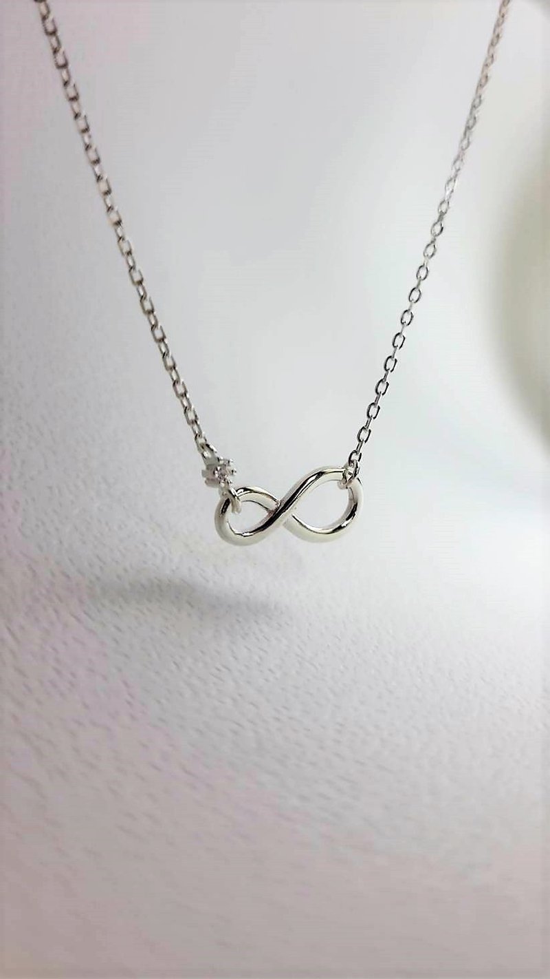 无限 钻饰 纯银项链 - 耳环/耳夹 - 纯银 银色