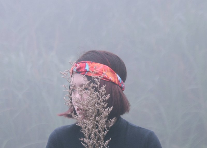 热烈叶雨／台湾纯棉布／手工十字松紧发带 - 发饰 - 棉．麻 橘色