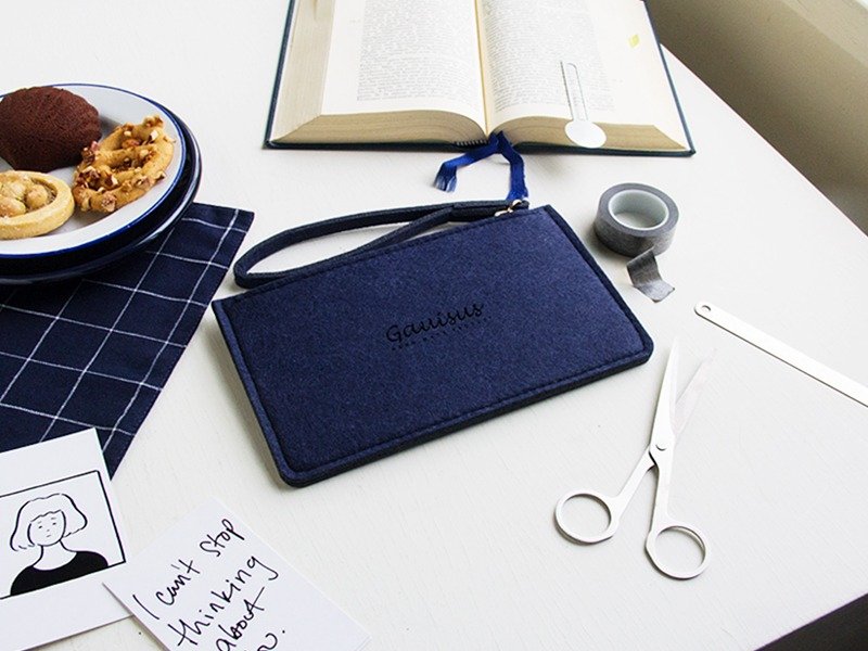 乐洋・Leyan-羊毛毡/手机收纳包－曜石蓝(新款) - 手拿包 - 羊毛 蓝色