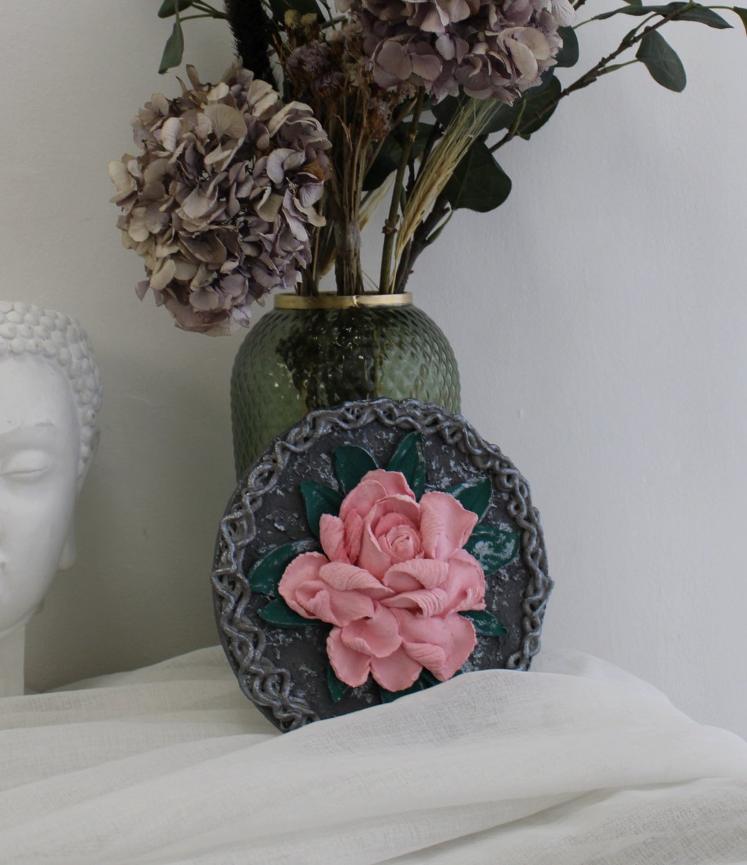 One rose 3d painting, textured flower wall art, sculpture painting - 墙贴/壁贴 - 其他材质 