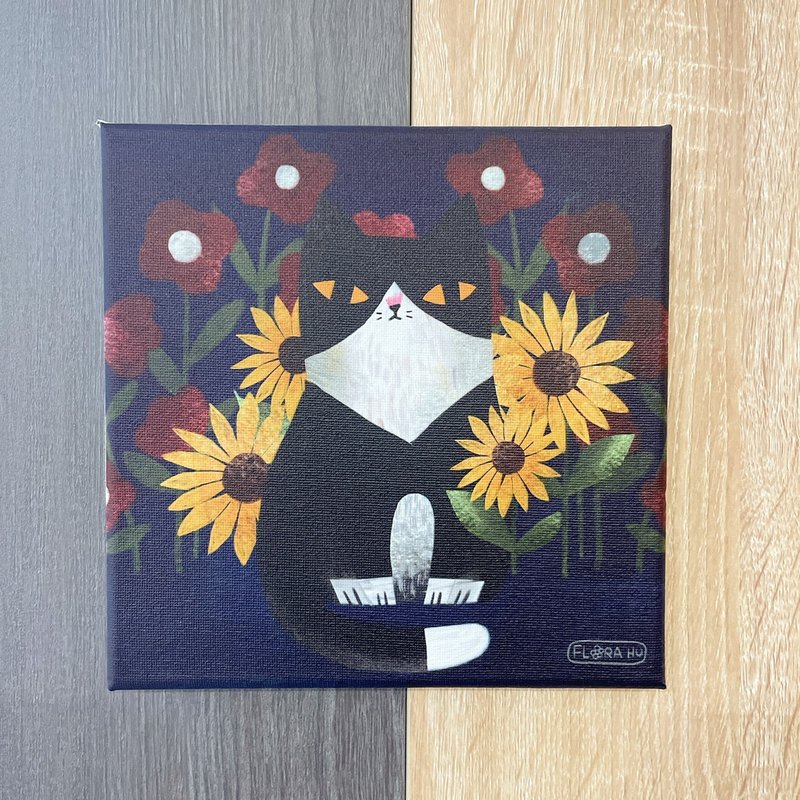 【Flora原创设计】奔驰花喵 | 20×20CM 无框画 - 海报/装饰画/版画 - 棉．麻 蓝色