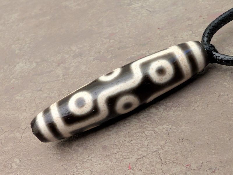 九眼天珠吊坠项链真品复古玛瑙寓意吉祥藏式护身符招财纳 - 项链 - 宝石 咖啡色