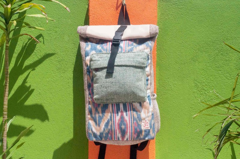 情人节礼物 手工棉麻拼接设计后背包 / 肩背包 / 民族登山包 / 拼布包 - Boho手织布依卡织 民族图腾后背包 - 后背包/双肩包 - 棉．麻 多色