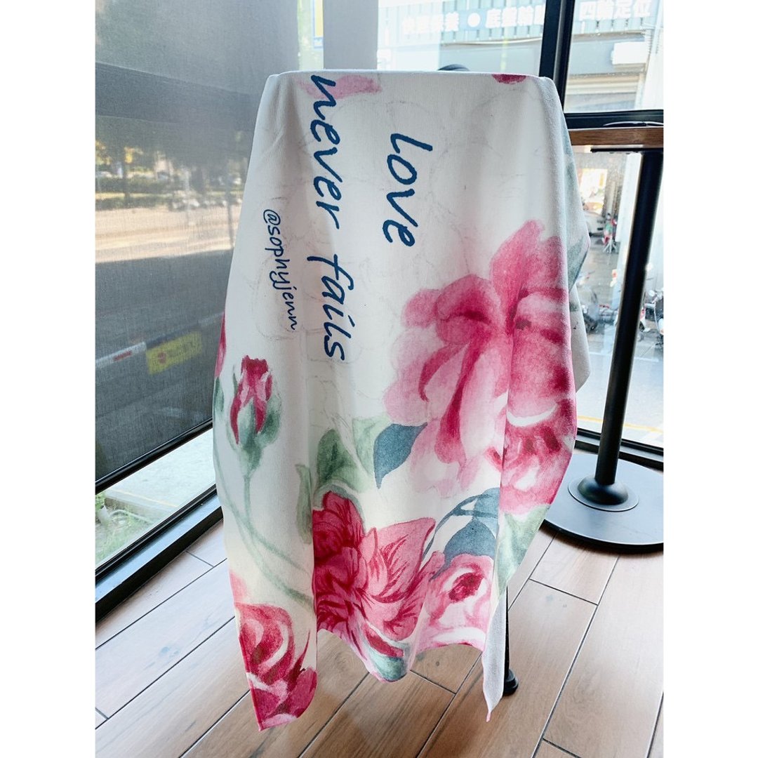 爱是永不止息 Love never fails 时尚大浴巾 浴巾 结婚 - 毛巾浴巾 - 聚酯纤维 