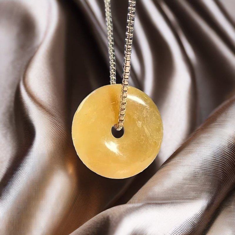 【愿·平安】冰种黄翡翡翠平安扣吊饰 | 天然缅甸玉翡翠A货 |送礼 - 吊饰 - 玉石 橘色