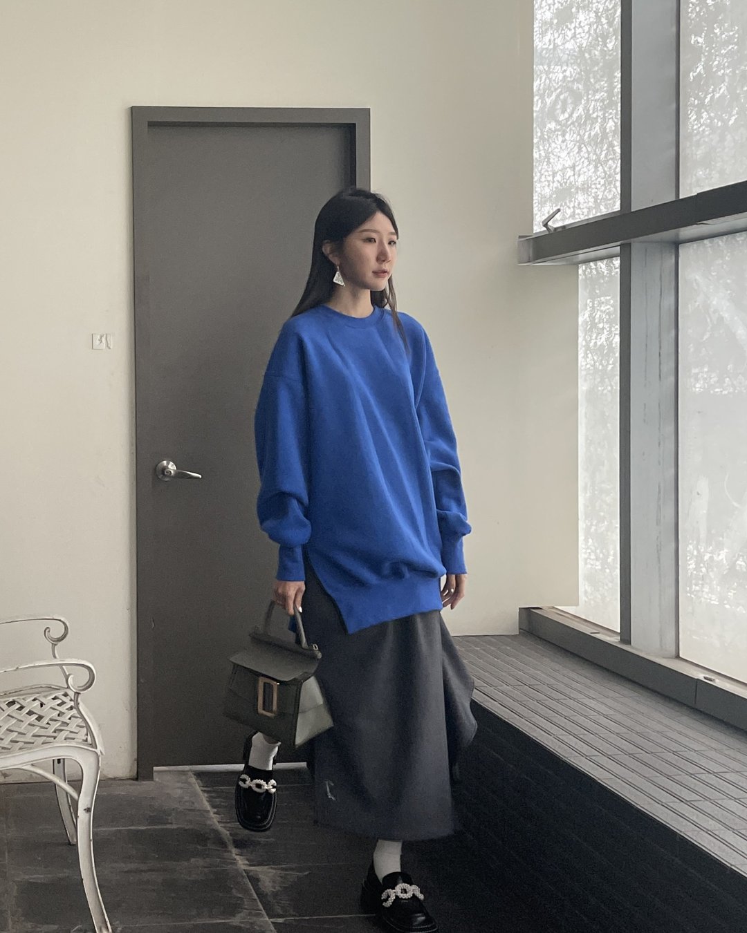 Embroidered Oversized Sweatshirt - 中性连帽卫衣/T 恤 - 棉．麻 