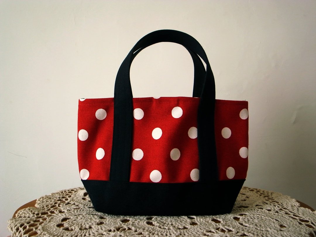【新春限量款】经典托特包 Ssize red polka dot x black -红点点x黑-(附磁扣) - 手提包/手提袋 - 棉 红色