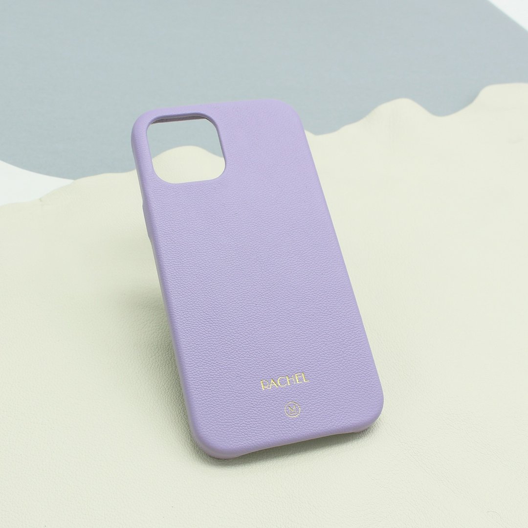 定制化礼物手造真皮革防摔马卡龙粉紫色薰衣草iPhone 13手机壳 - 手机壳/手机套 - 真皮 紫色