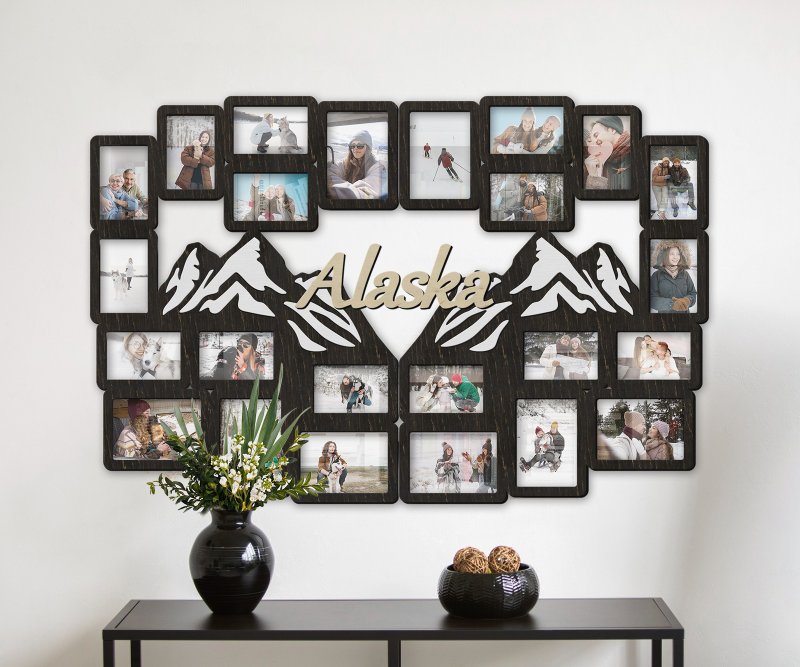 定制化相框拼贴山景 个人化家庭相框 - 墙贴/壁贴 - 木头 黑色