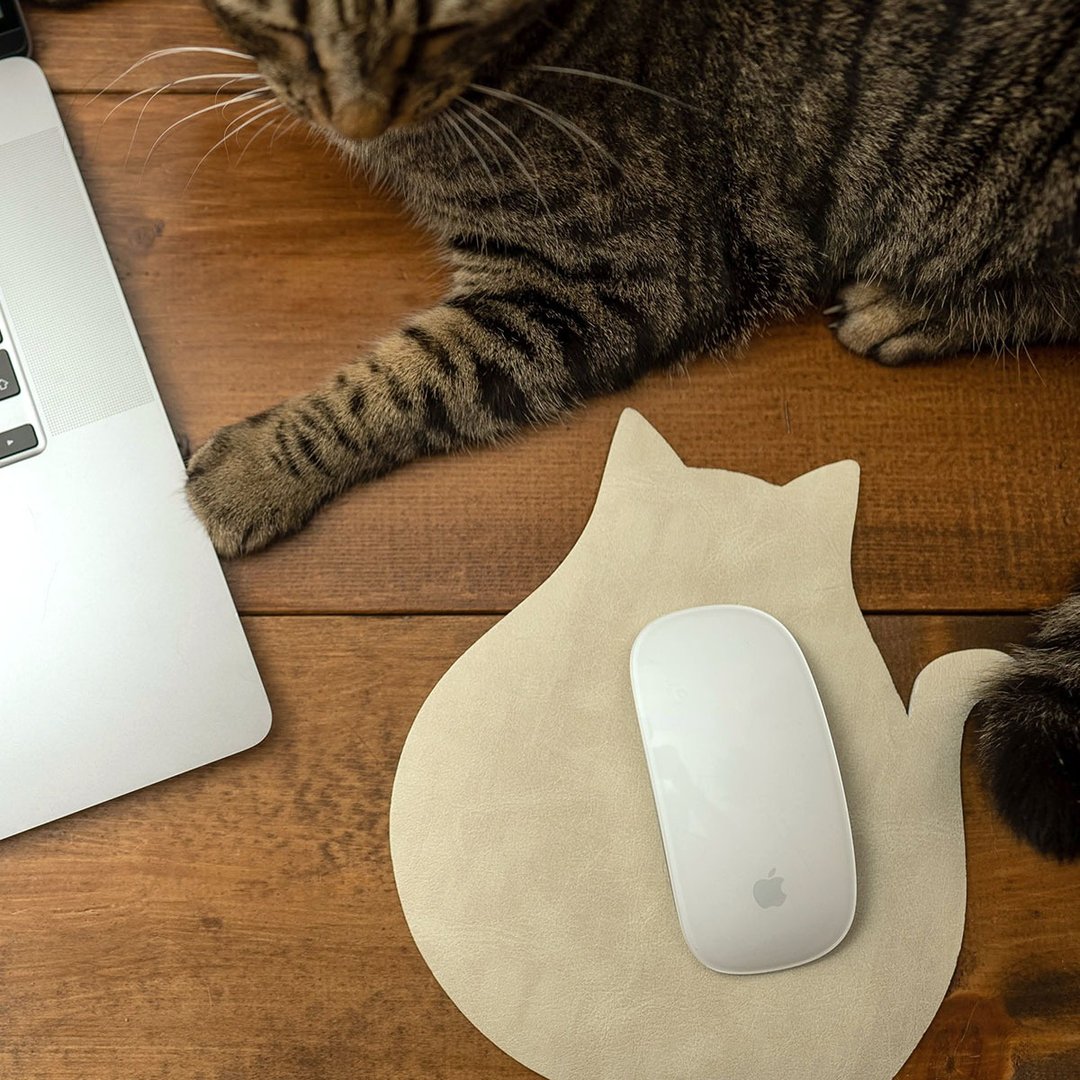猫鼠标垫剪影动物猫动物日本制造MSPAD【10-21天内出货】 - 鼠标垫 - 人造皮革 白色