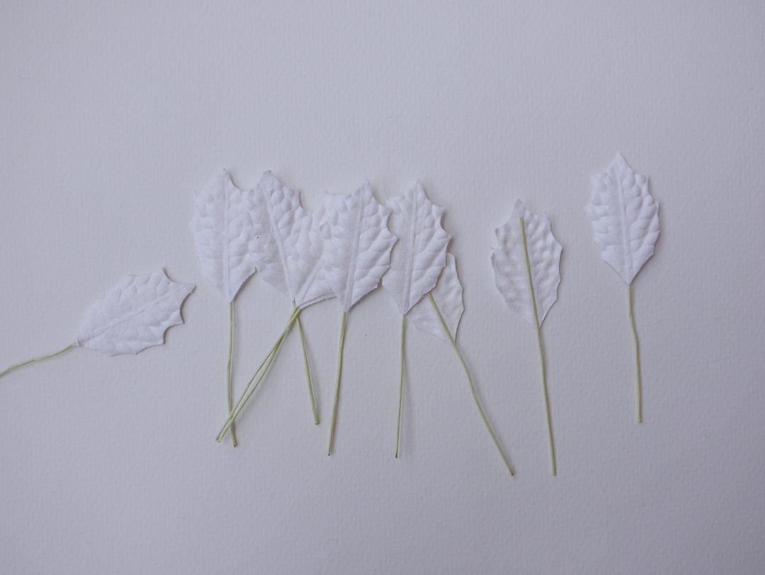 纸花，礼物装饰DIY用品：圣诞节100片，白叶 - 其他 - 纸 白色