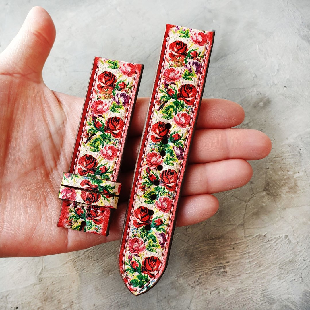 Apple Watch Band 38毫米42毫米手工缝制手工制作 - 表带 - 真皮 多色