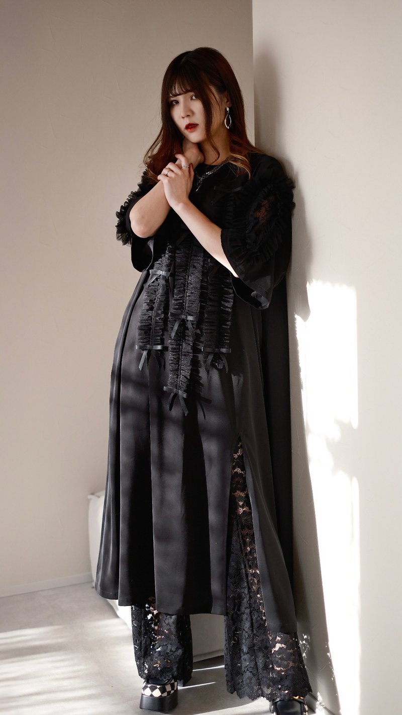 寻找共鸣拉格兰袖蝴蝶结造型连身裙 - 洋装/连衣裙 - 其他人造纤维 黑色