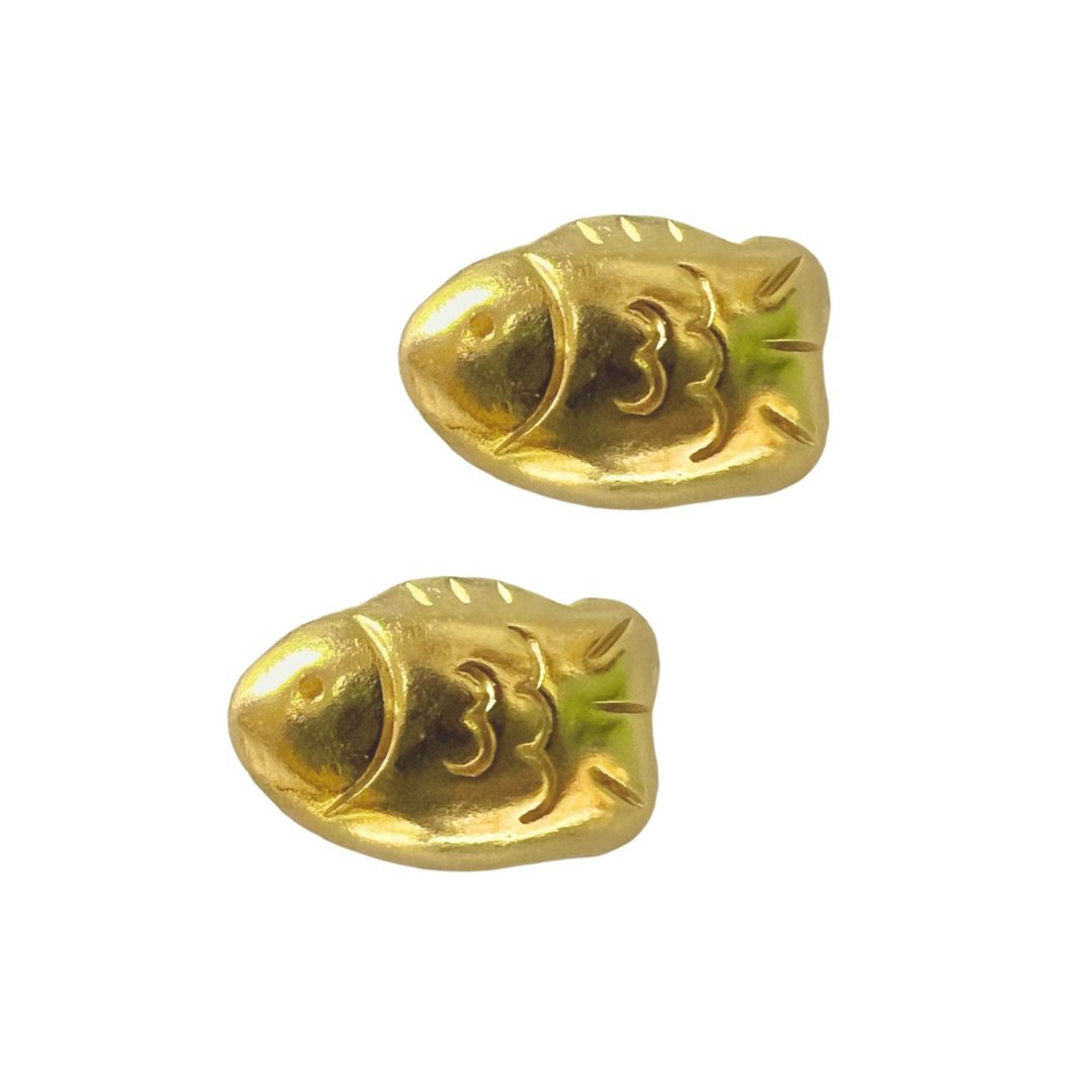 金黄鲷鱼烧 - 耳环/耳夹 - 银 金色