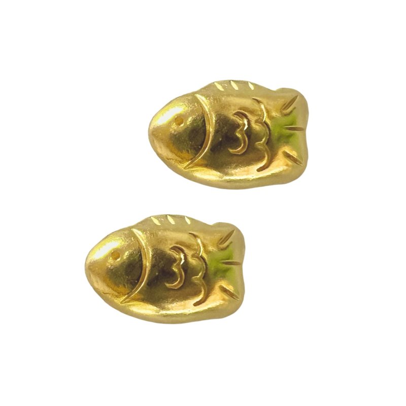 金黄鲷鱼烧 - 耳环/耳夹 - 银 金色