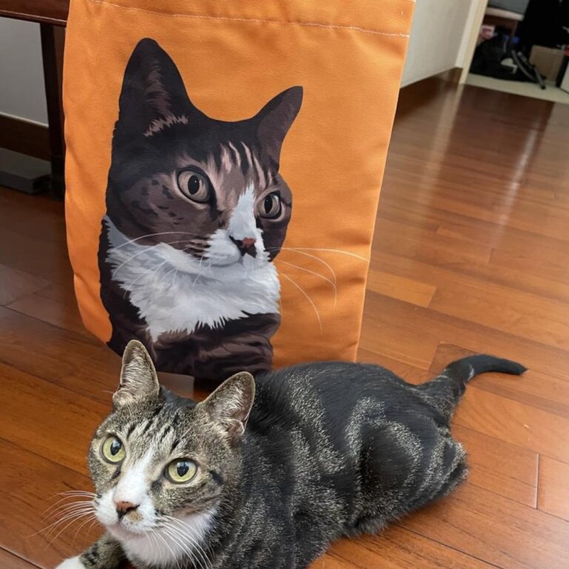 定制化宠物似颜绘单肩帆布袋 托特包 帆布包 Totebag Tote - 侧背包/斜挎包 - 其他材质 