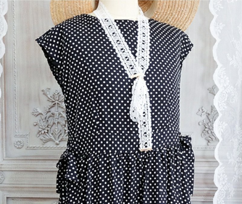 【手工制作】法式复古/洋装/连衣裙 - 洋装/连衣裙 - 其他材质 黑色