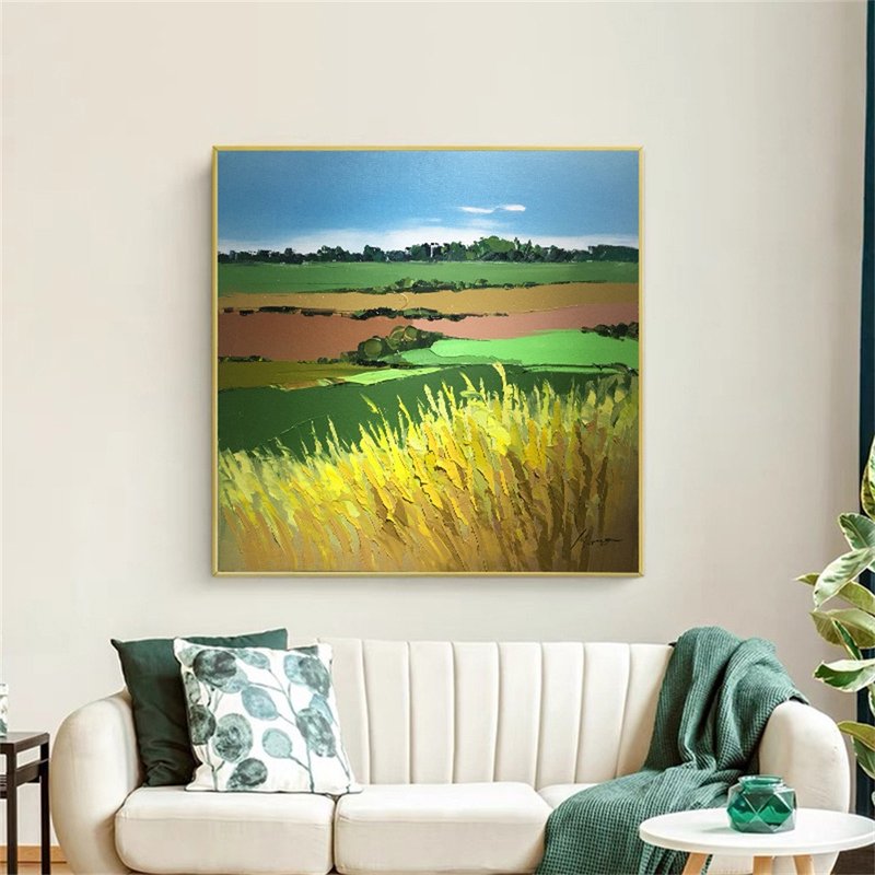 踏春  手绘/油画/抽象/原创商品/装饰画/挂画/客厅/版画/风景画 - 海报/装饰画/版画 - 亚麻 绿色