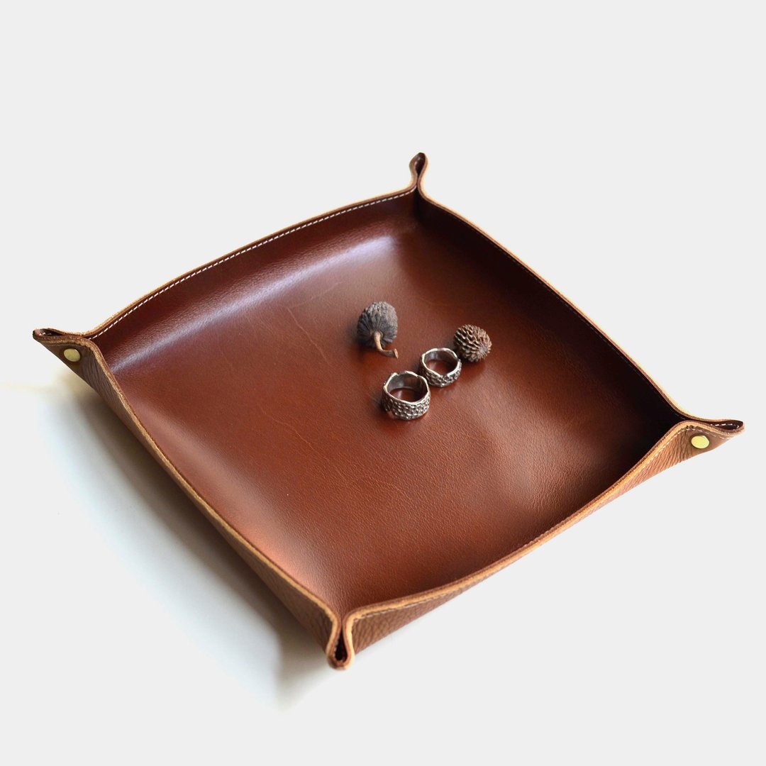 【偏执狂的管家】牛皮置物盘 皮革置物盒托盘 leather trays 咖啡 - 收纳用品 - 真皮 咖啡色
