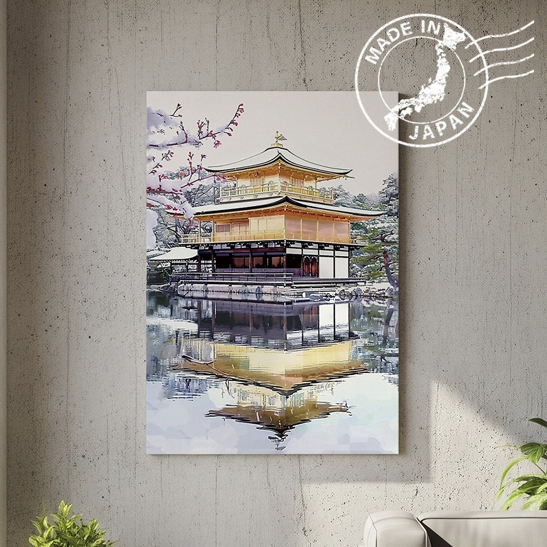 日本制帆布画・金阁寺、京都・日本风景・送礼、摆设、装饰 - 墙贴/壁贴 - 棉 