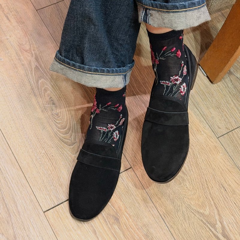 8917 气质黑绒小牛皮 乐福鞋 - 女款牛津鞋/乐福鞋 - 真皮 黑色