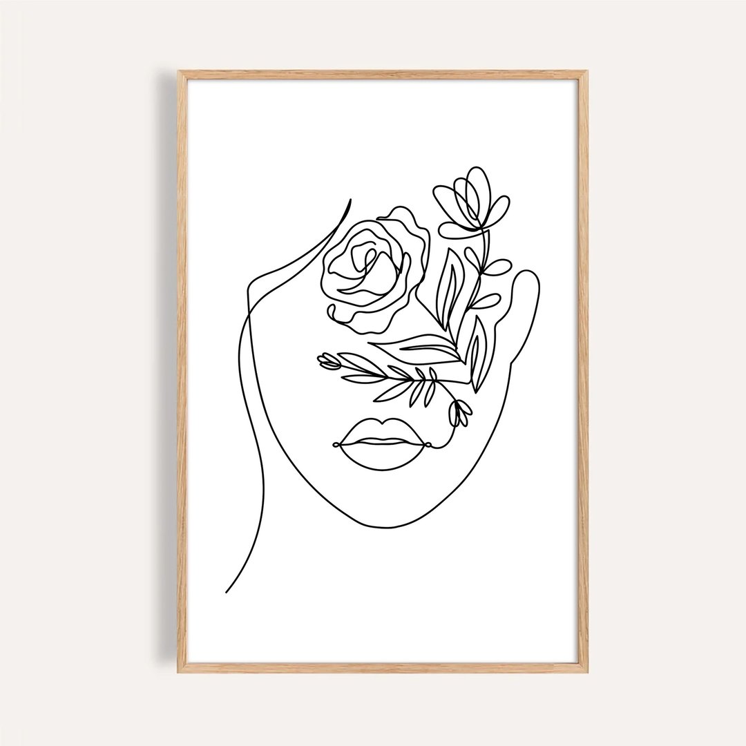 花蔓凝思 Blooming Lines / 线条艺术人物挂画 画芯 海报 - 海报/装饰画/版画 - 纸 