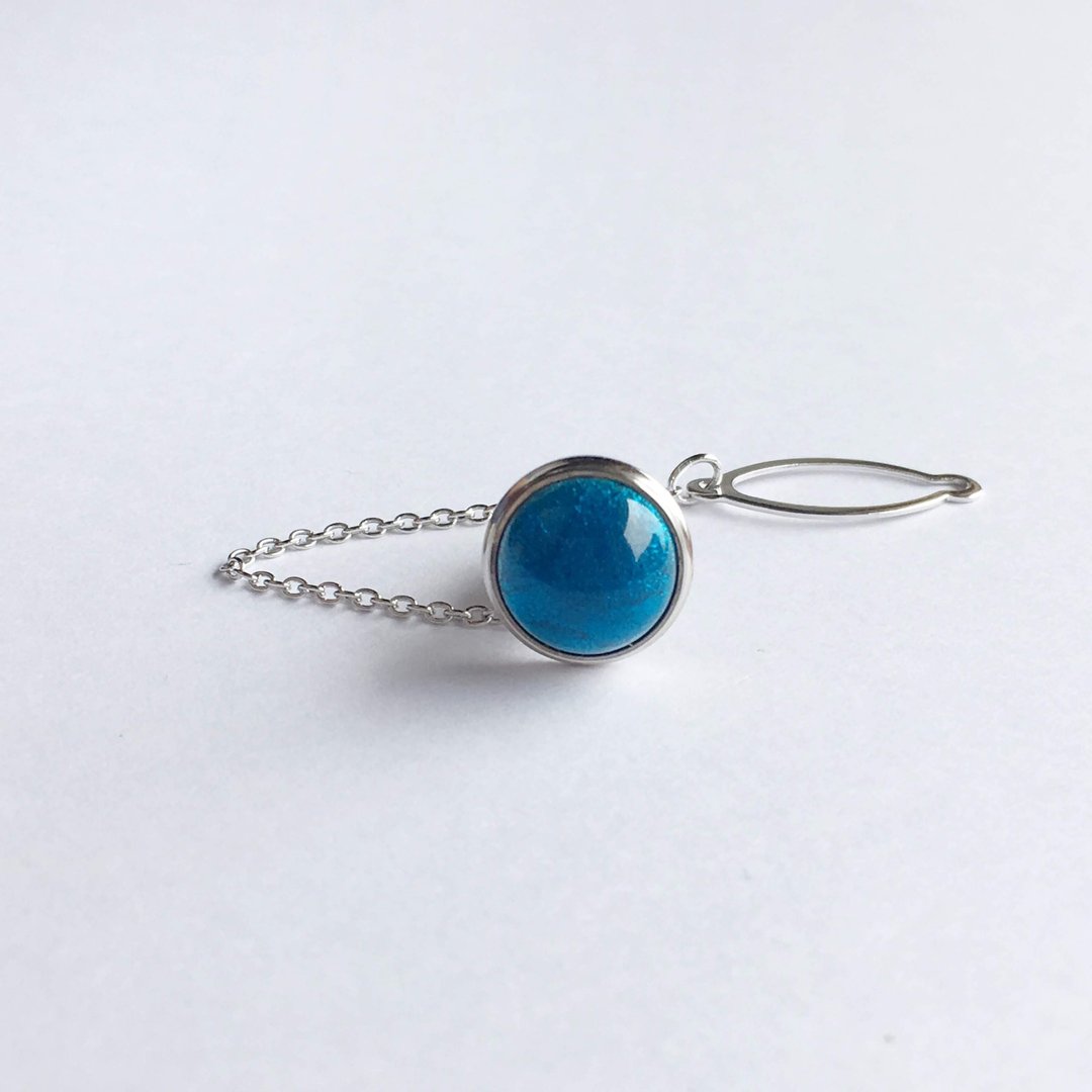 Sepia [Sky Blue] Cloisonne Tie Tack Lapel Pin Pure Silver Cloisonne - 领带/领带夹 - 其他材质 蓝色