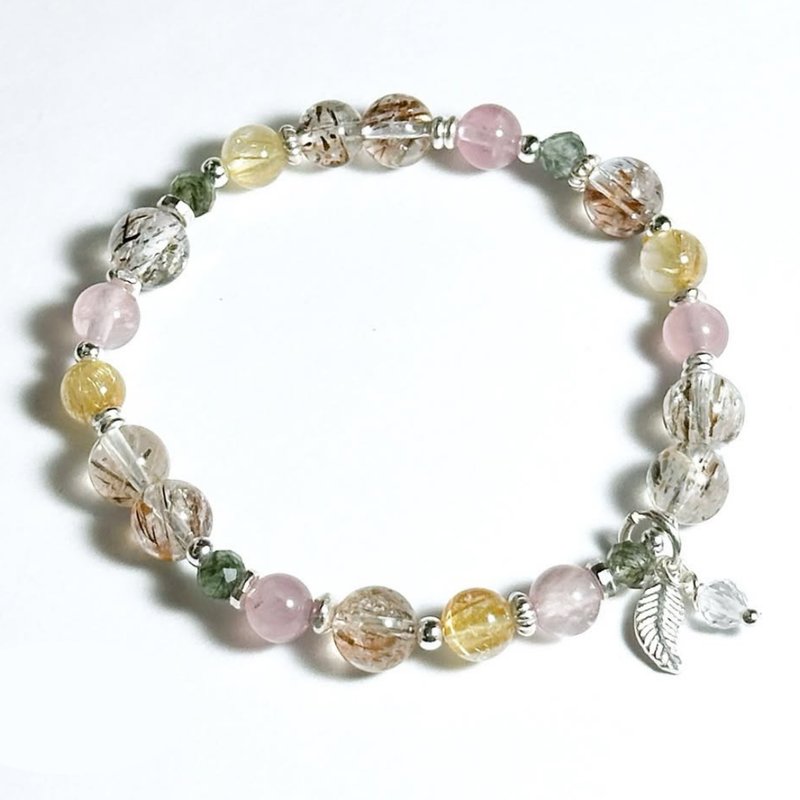 春神降临-黑金超七水晶.钛晶.绿发晶.粉晶设计手链 - 手链/手环 - 水晶 橘色