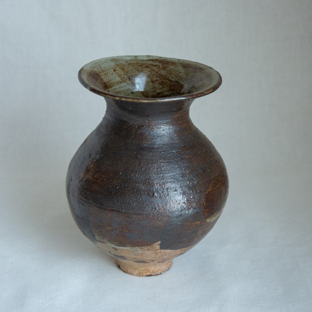 花器 陶器 黑 化妆土 灰釉 - 花瓶/陶器 - 陶 