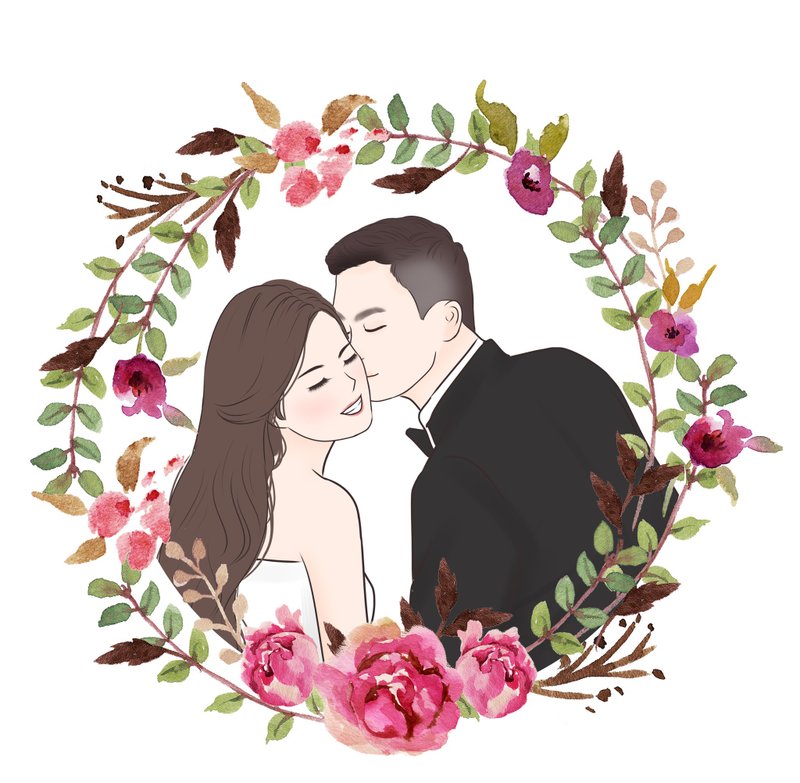 【似颜绘插画】定制画像服务-可加购或单购-情侣似颜绘结婚礼物插 - 电子手绘真人画像/绘画/插画 - 颜料 
