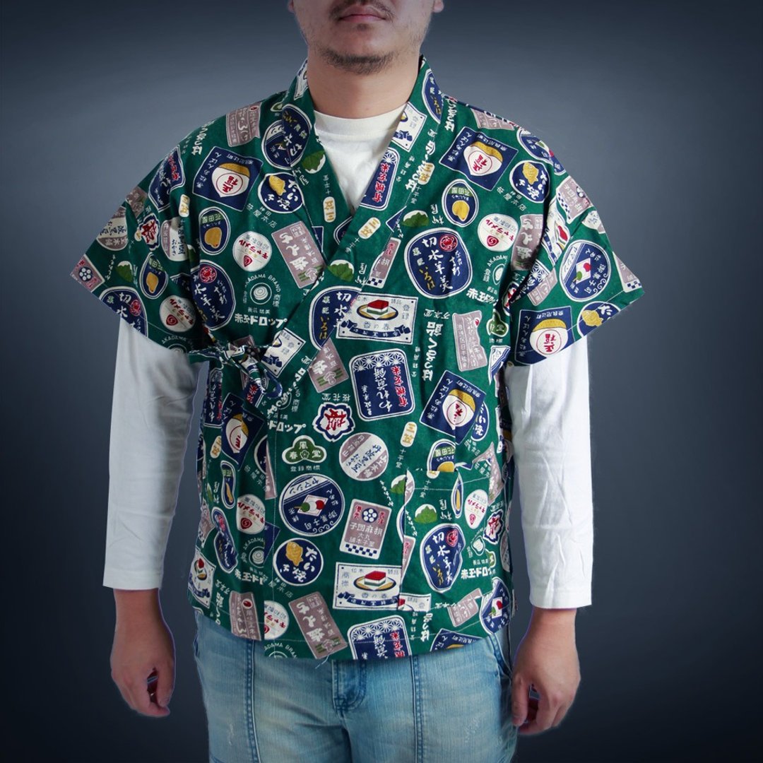 日式绑带外套-日风复古广告(绿) - 男装外套 - 棉 绿色